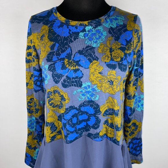 LOGO By Lori Goldstein Womens US XS Floral Cotton Modal Woven Chiffon Tunic Top - Picture 3 of 16
